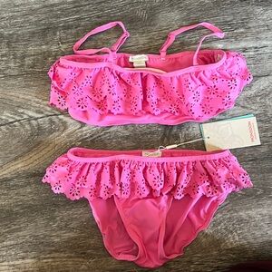 MONSOON pink eyelet Ruffle bikini Swimsuit (Size 11-12) NEW WITH TAGS
